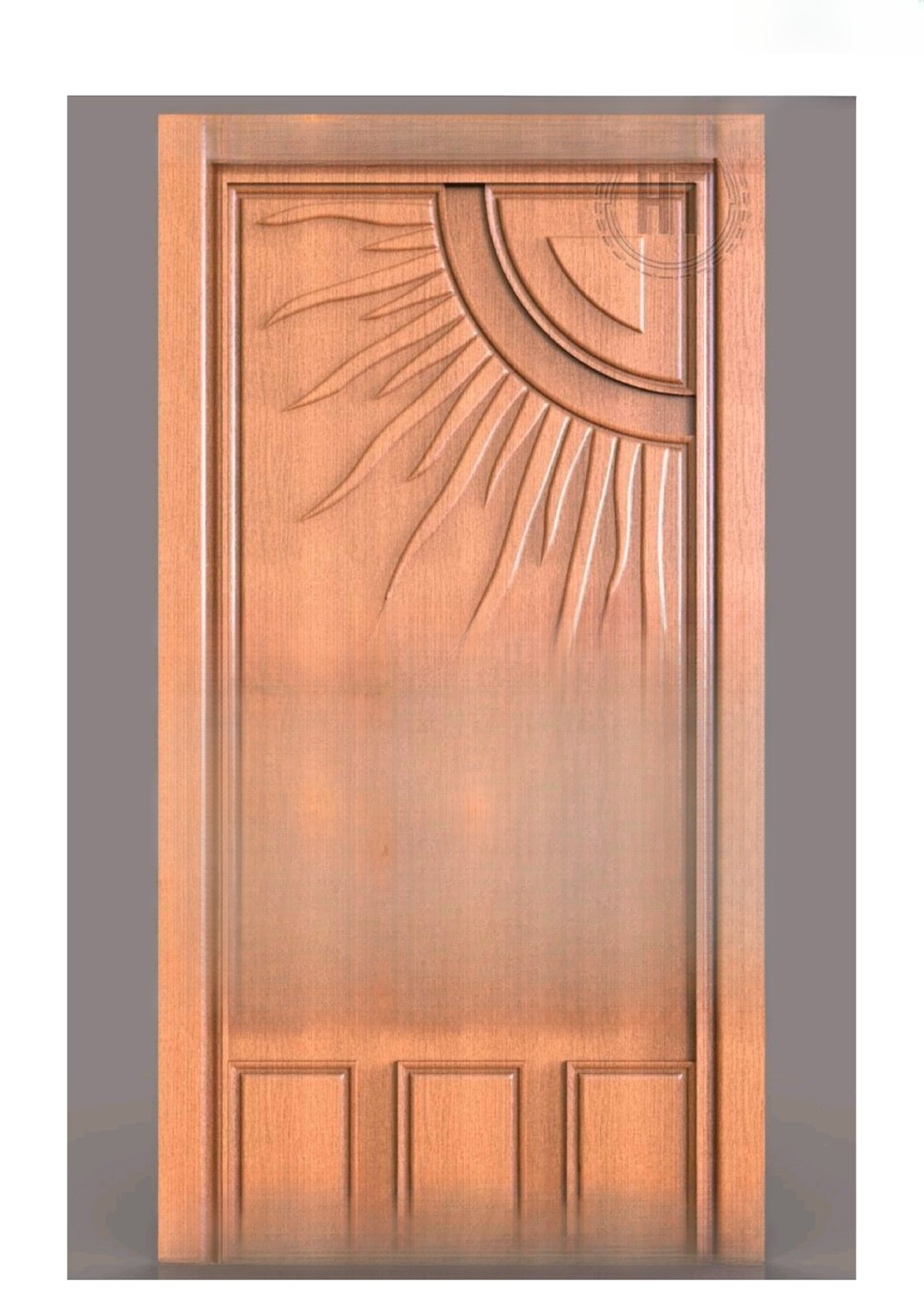 GSK HT - PAGE-14 Sunburst Motif Traditional Wooden Door 3D Model
